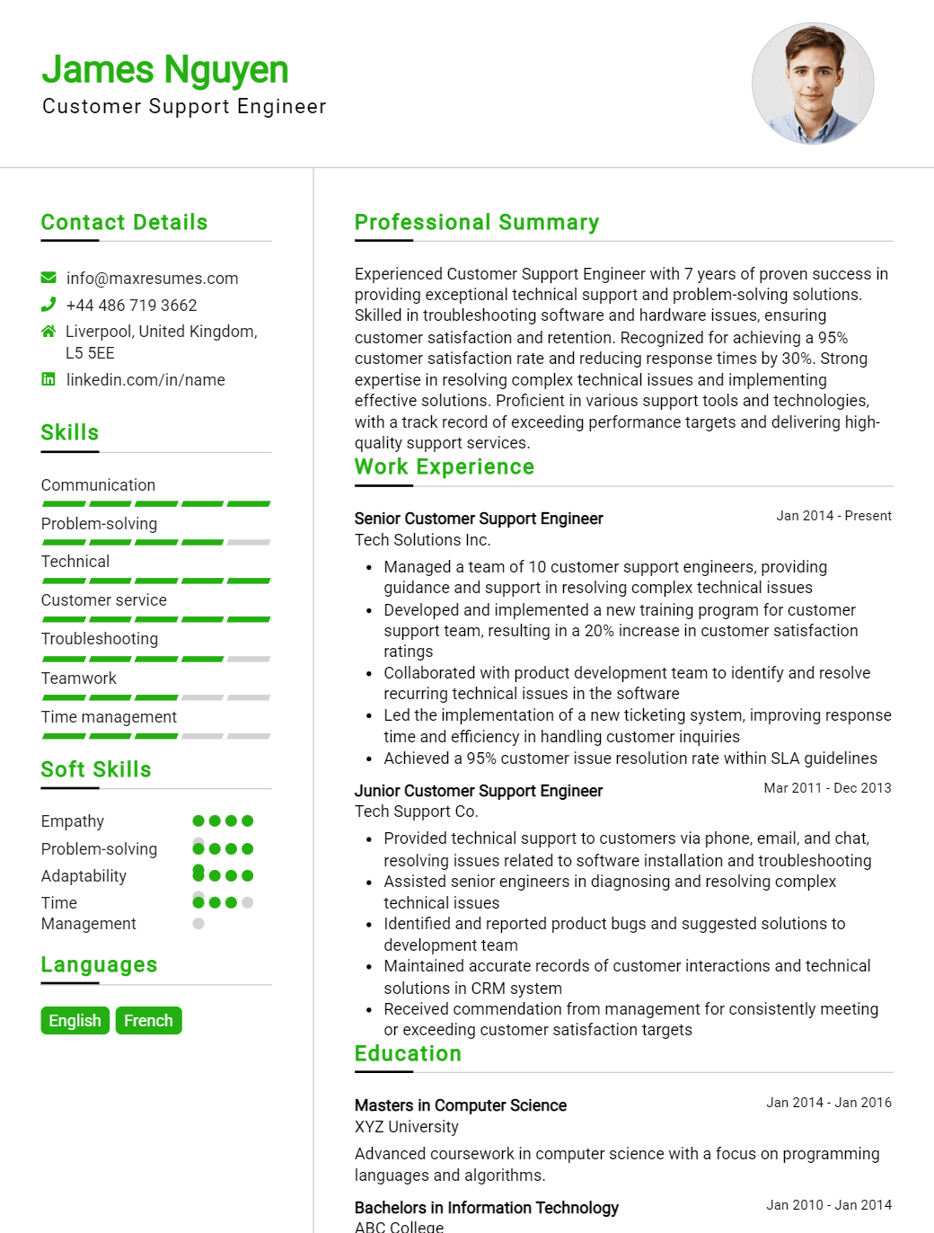 customer-support-engineer-resume-sample