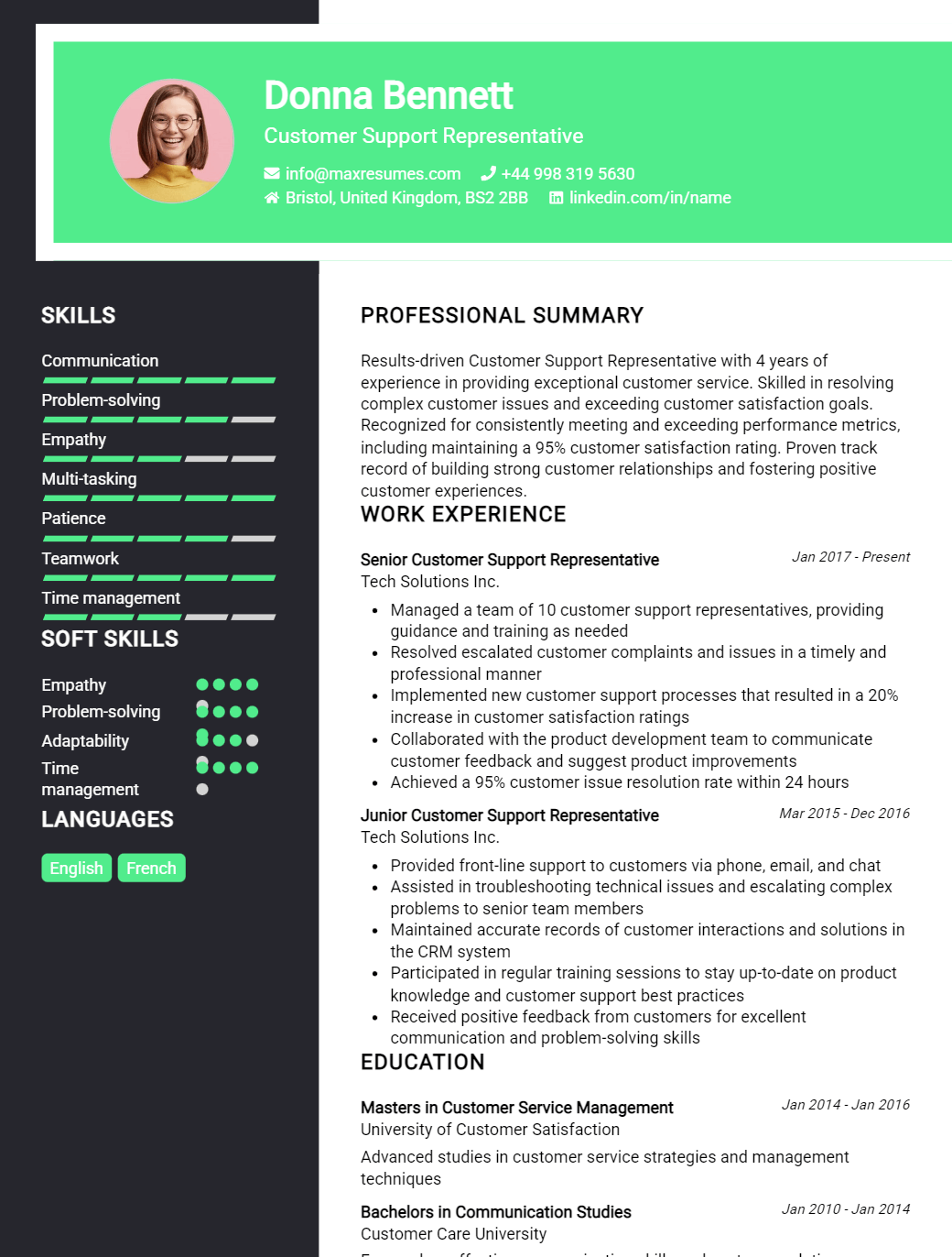 customer-support-representative-resume-sample