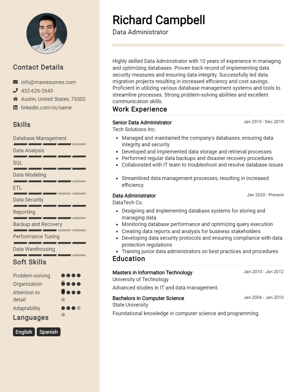 data-administrator-resume-sample
