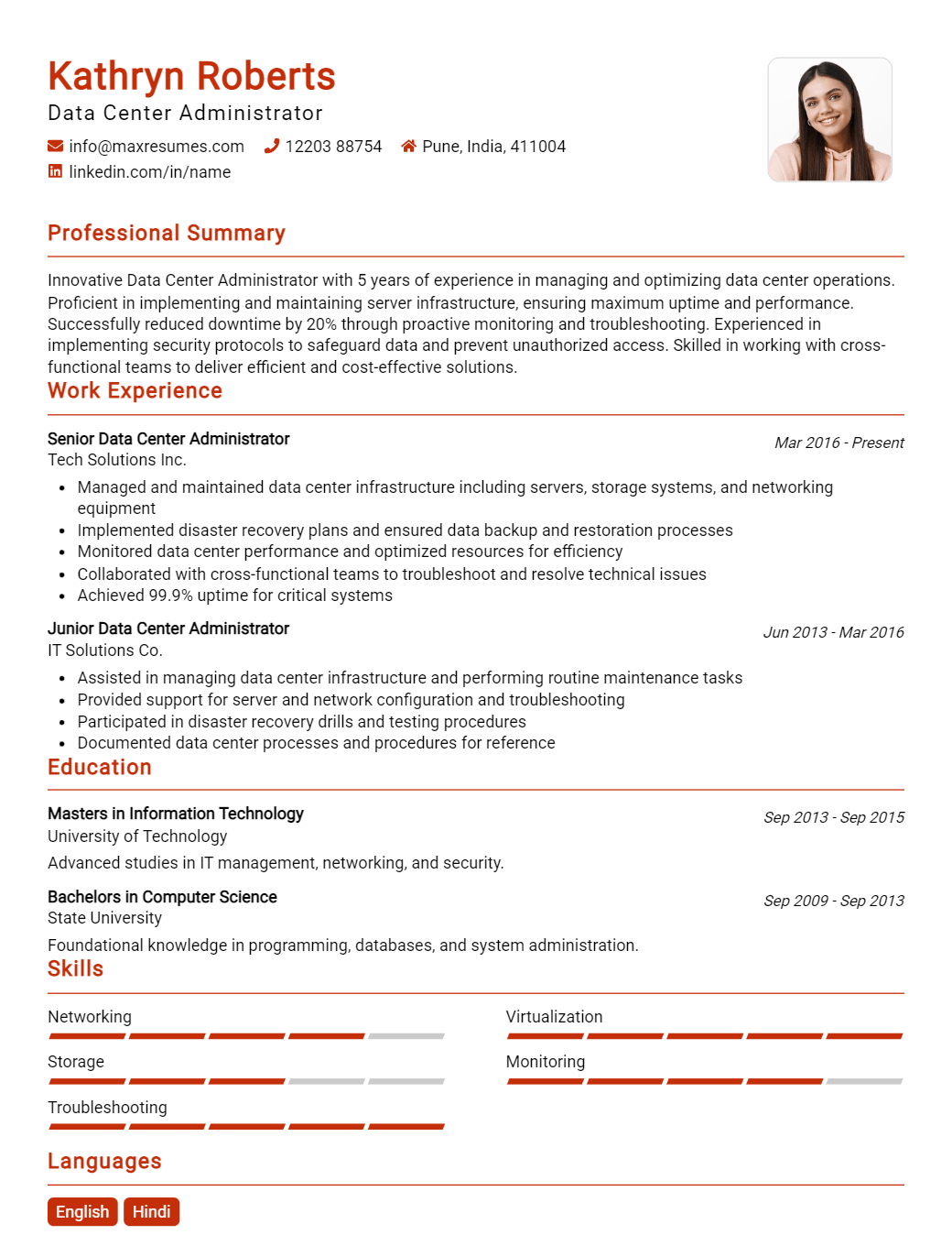 data-center-administrator-resume-sample