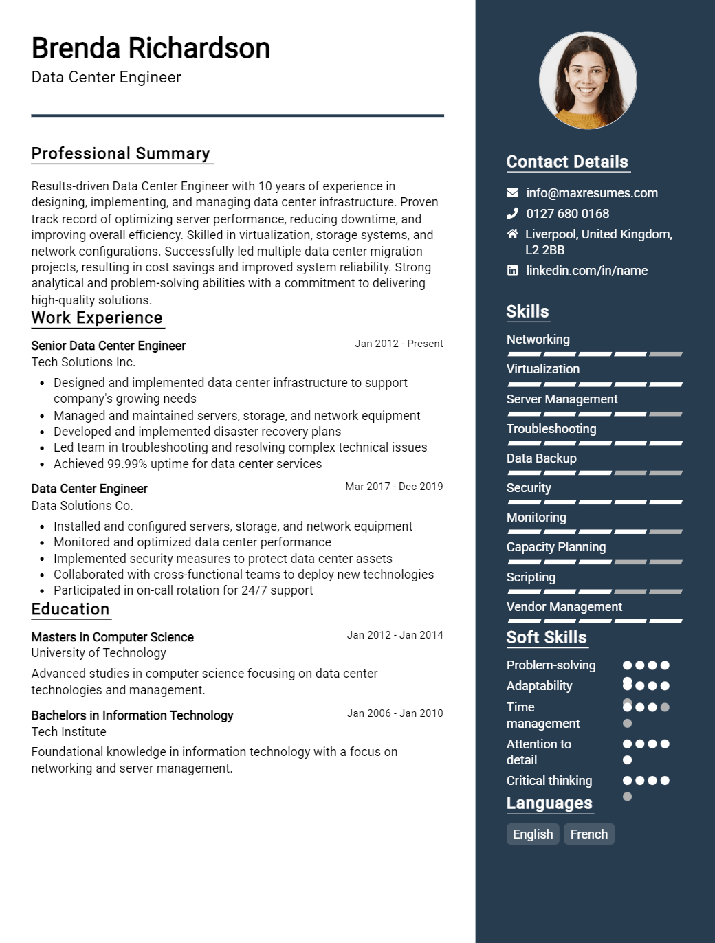 data-center-engineer-resume-sample
