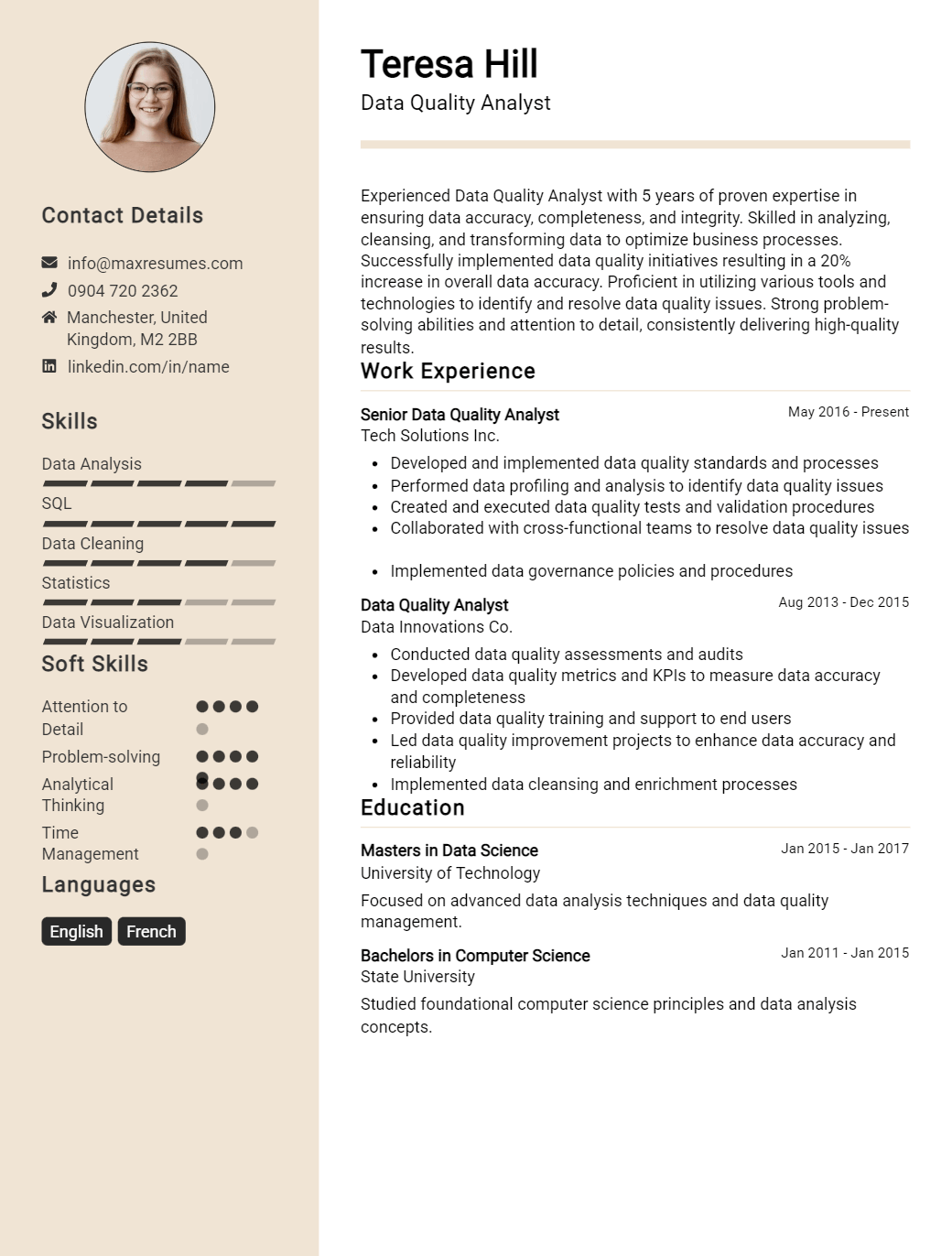 data-quality-analyst-resume-sample