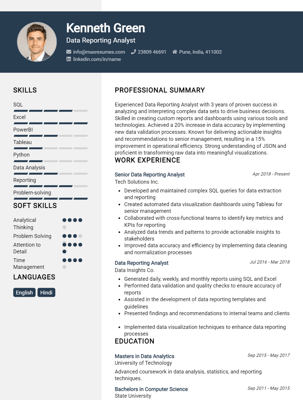 data-reporting-analyst-resume-sample