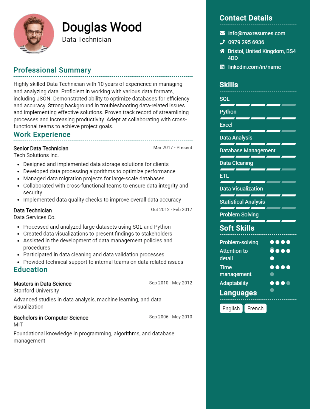 data-technician-resume-sample
