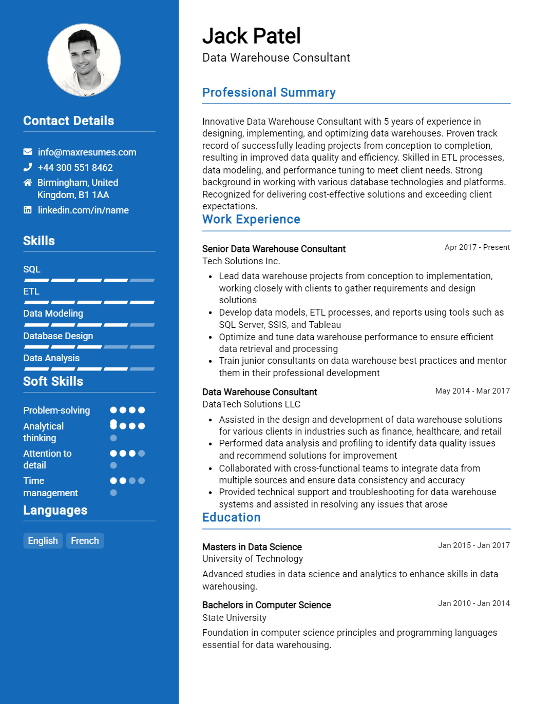 data-warehouse-consultant-resume-sample