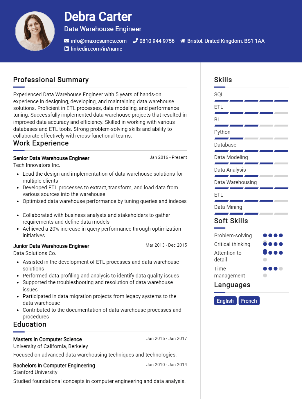 data-warehouse-engineer-resume-sample
