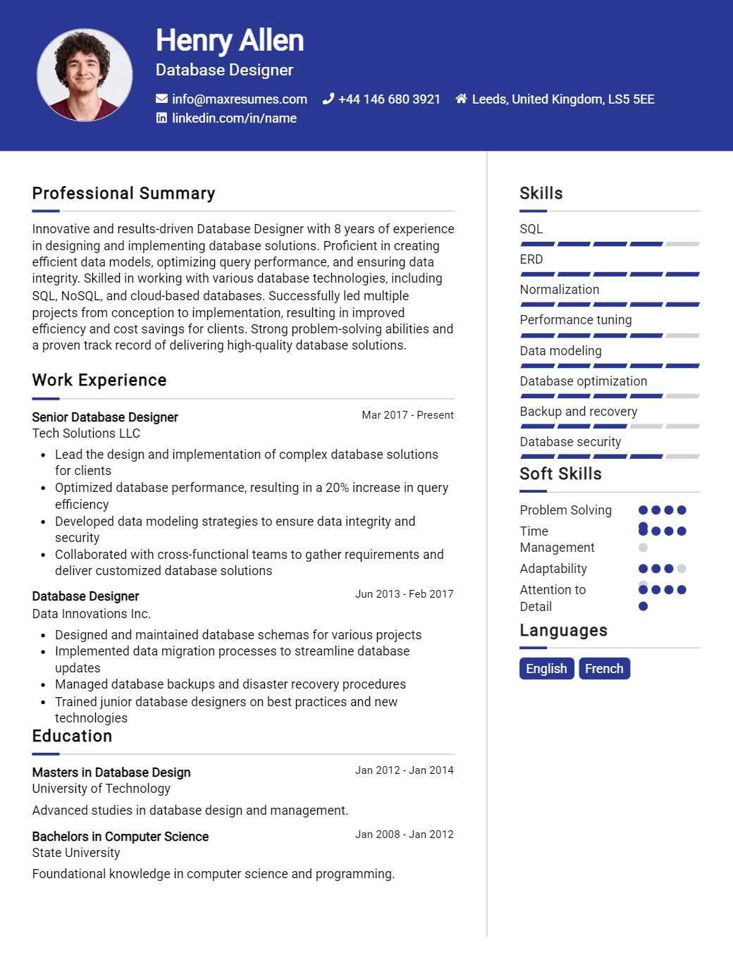 database-designer-resume-sample