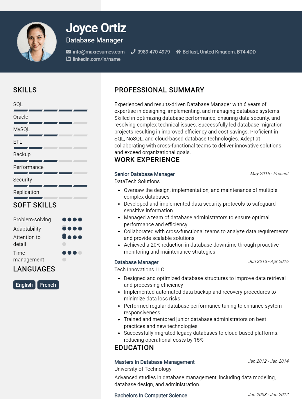 database-manager-resume-sample