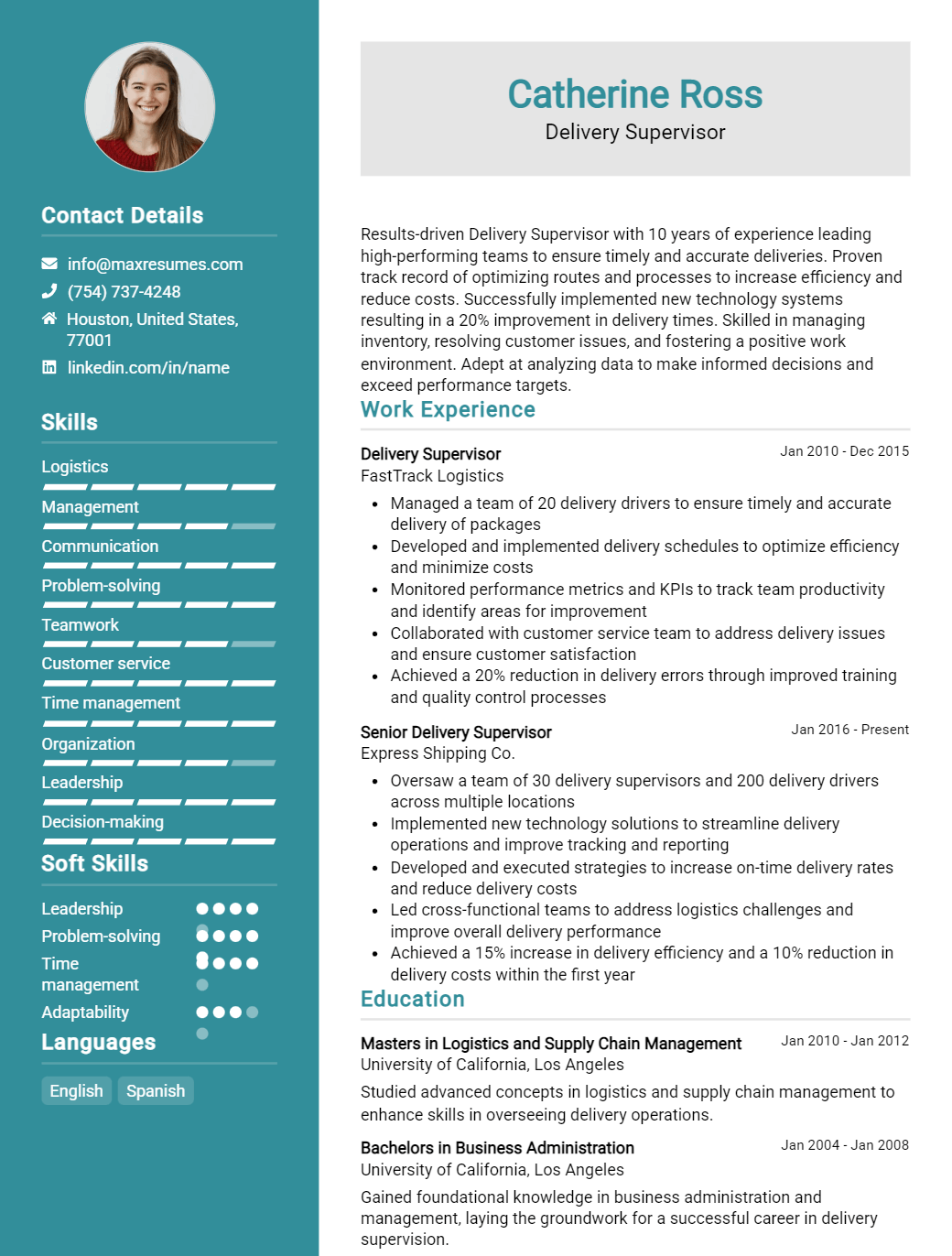 delivery-supervisor-resume-sample