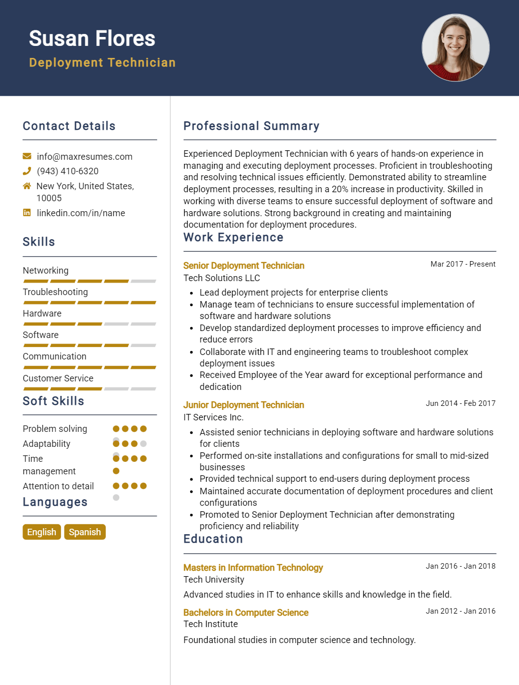 deployment-technician-resume-sample