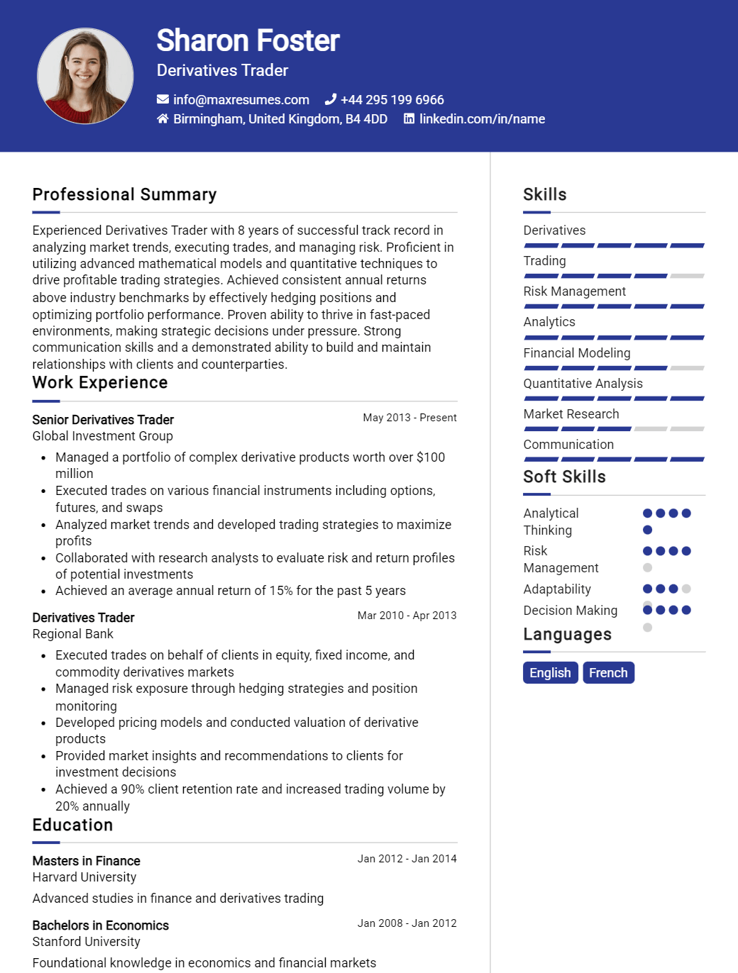 derivatives-trader-resume-sample