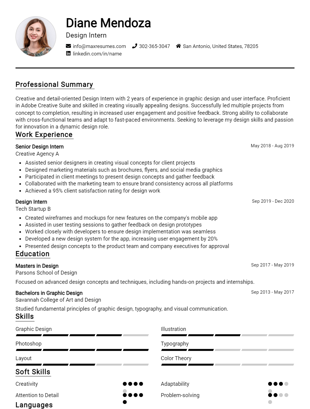 design-intern-resume-sample
