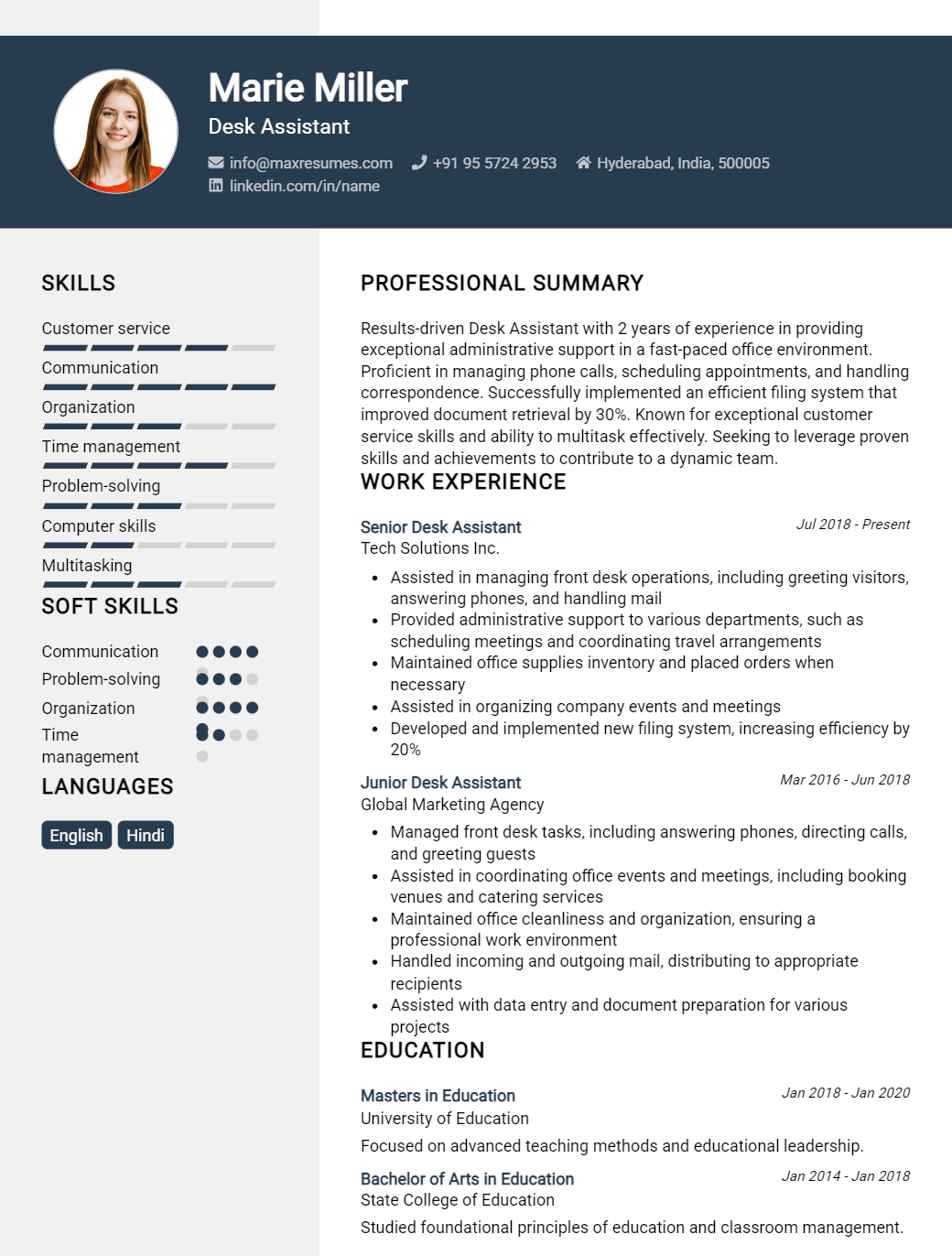 desk-assistant-resume-sample