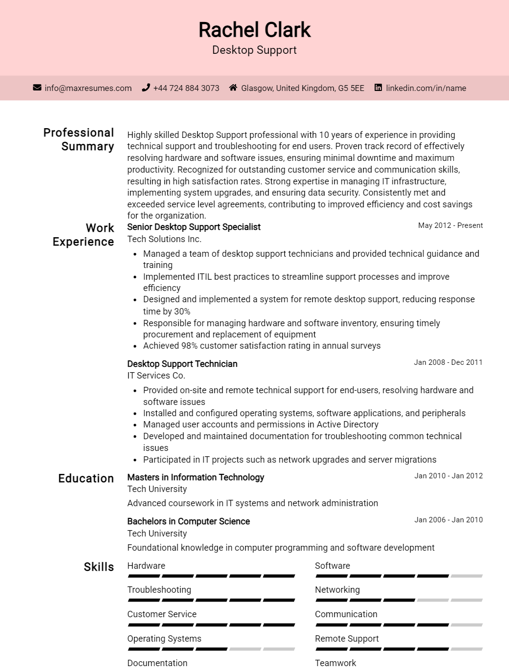 desktop-support-resume-sample