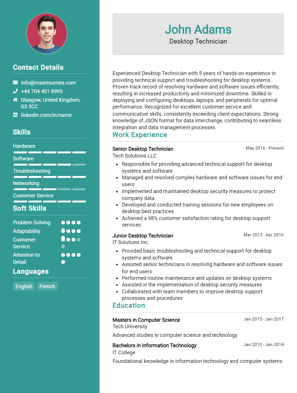 desktop-technician-resume-sample