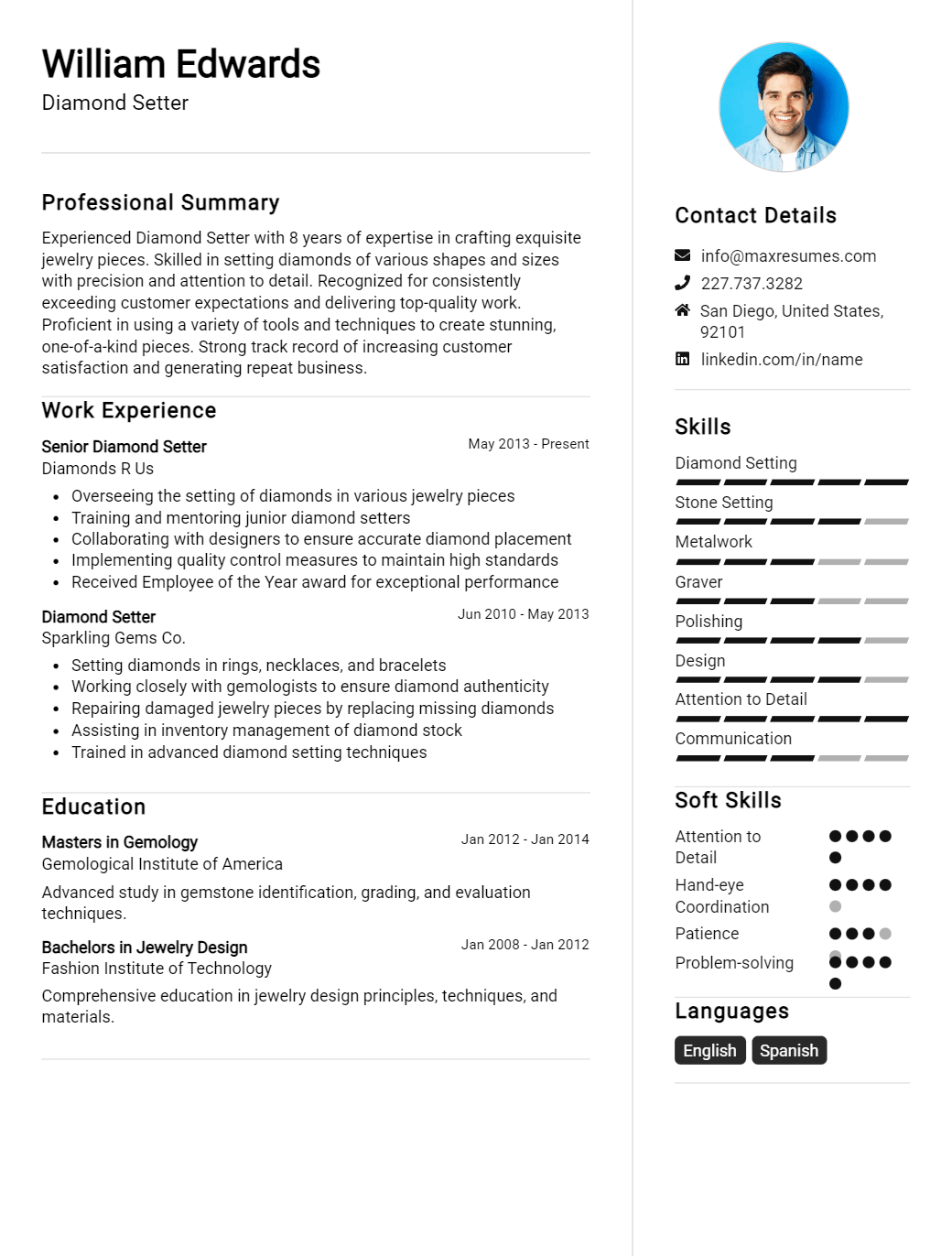 diamond-setter-resume-sample