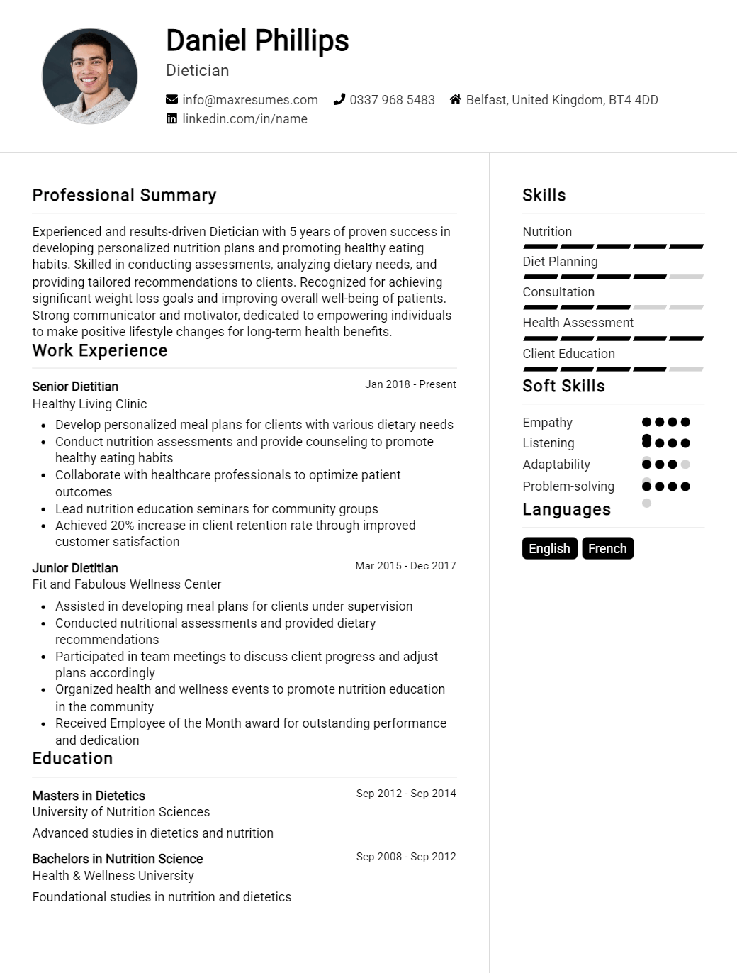 dietician-resume-sample