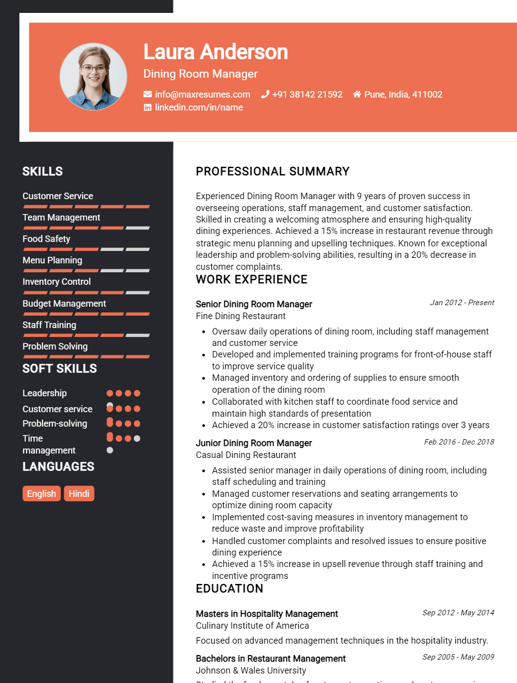 dining-room-manager-resume-sample