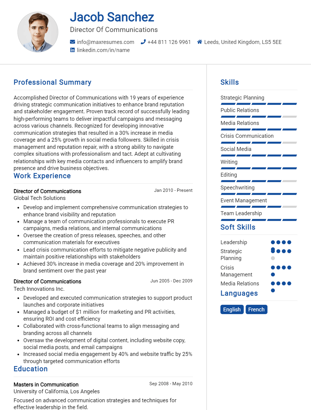 director-of-communications-resume-sample
