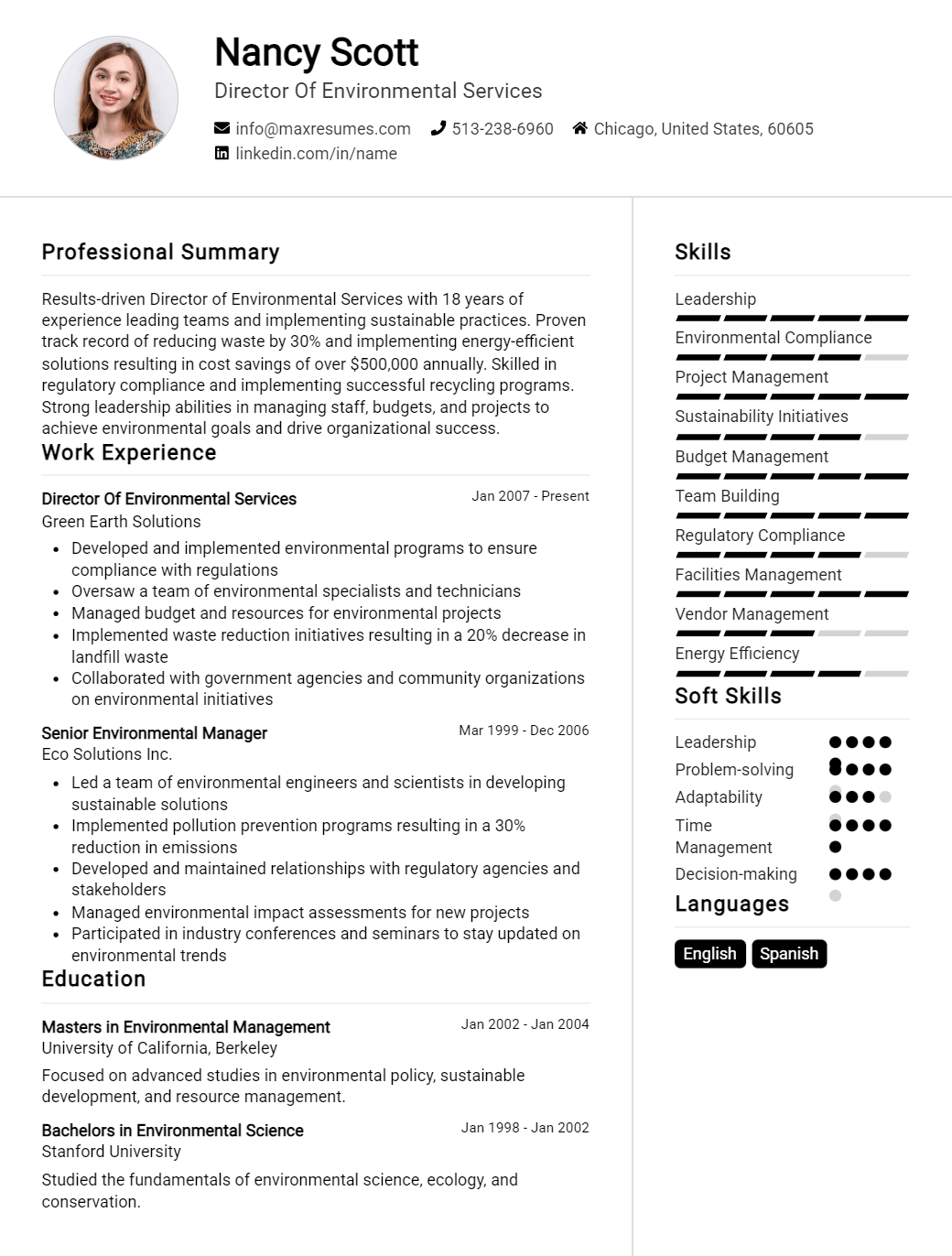 director-of-environmental-services-resume-sample