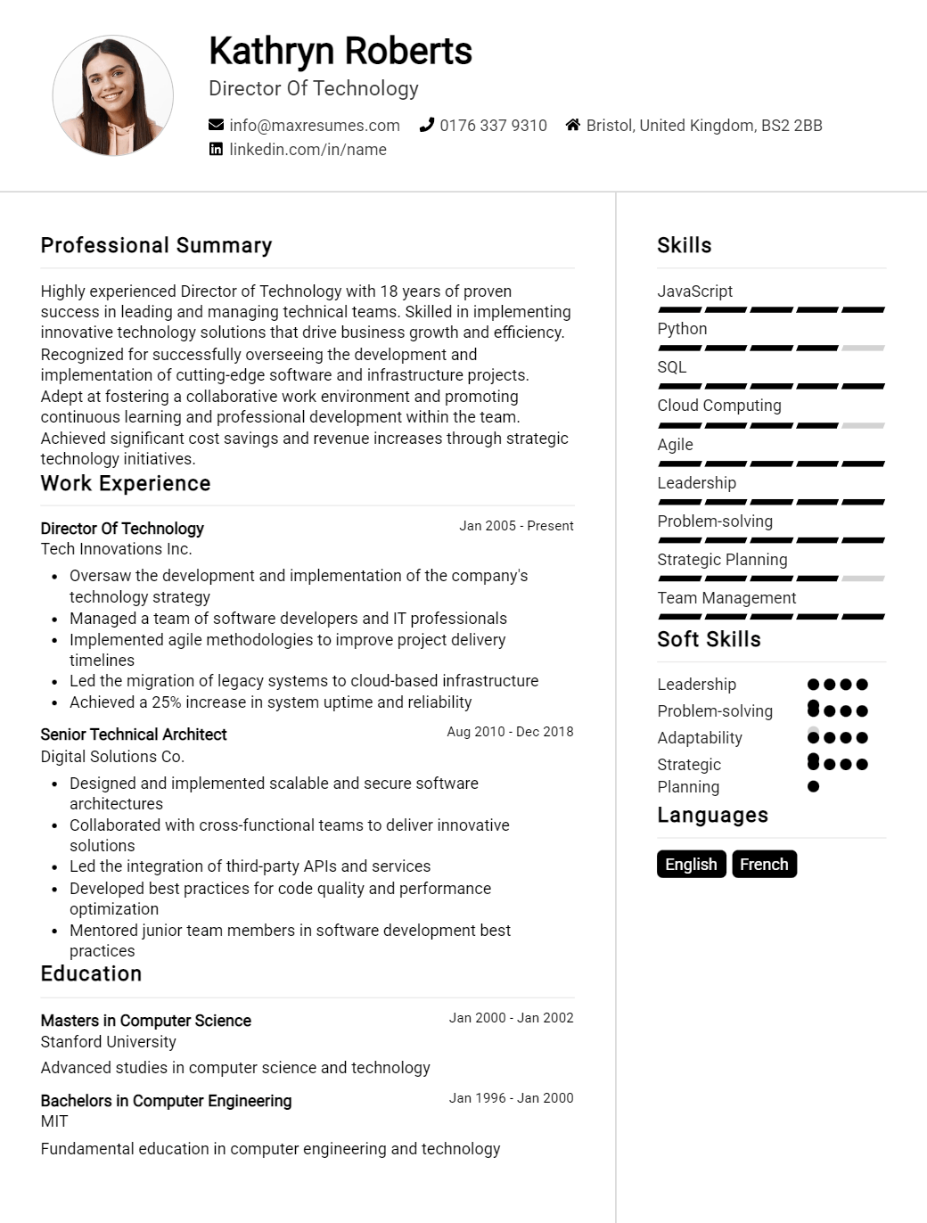 director-of-technology-resume-sample