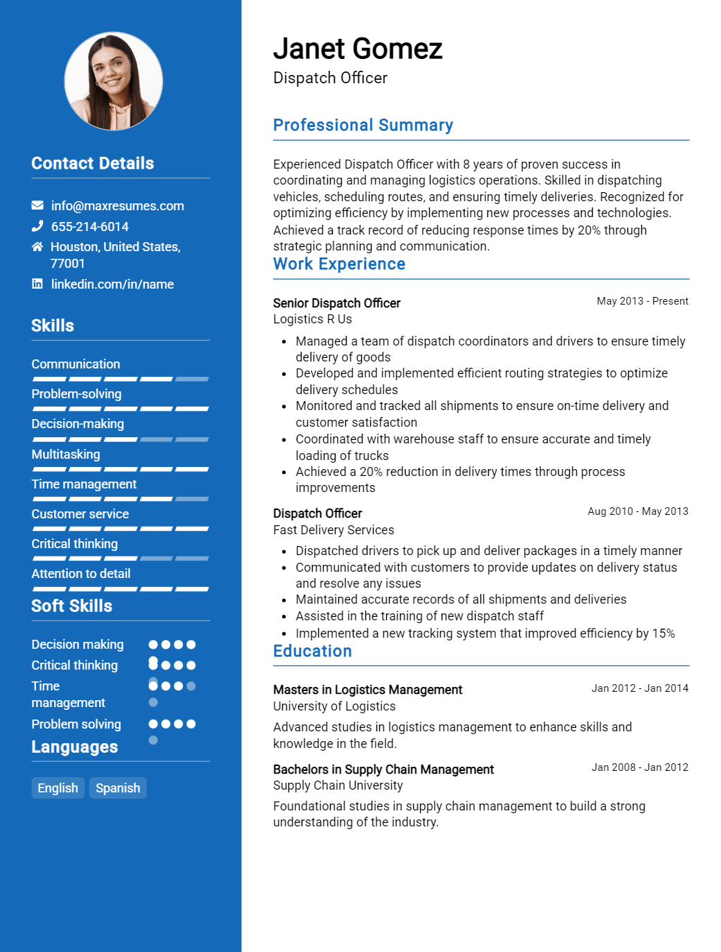 dispatch-officer-resume-sample