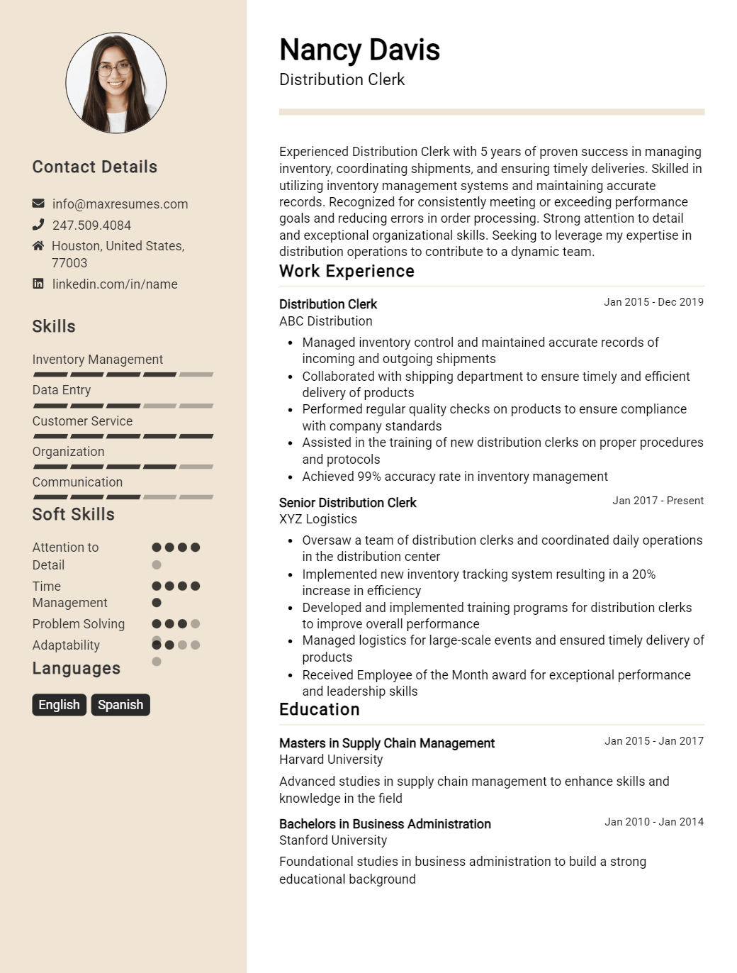 distribution-clerk-resume-sample