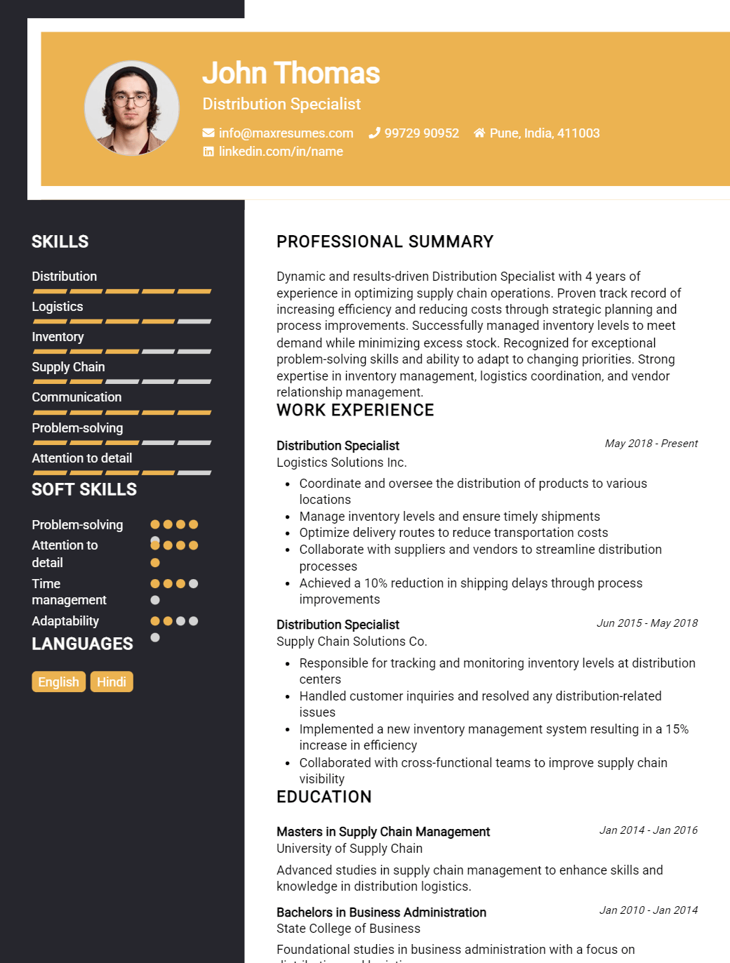 distribution-specialist-resume-sample