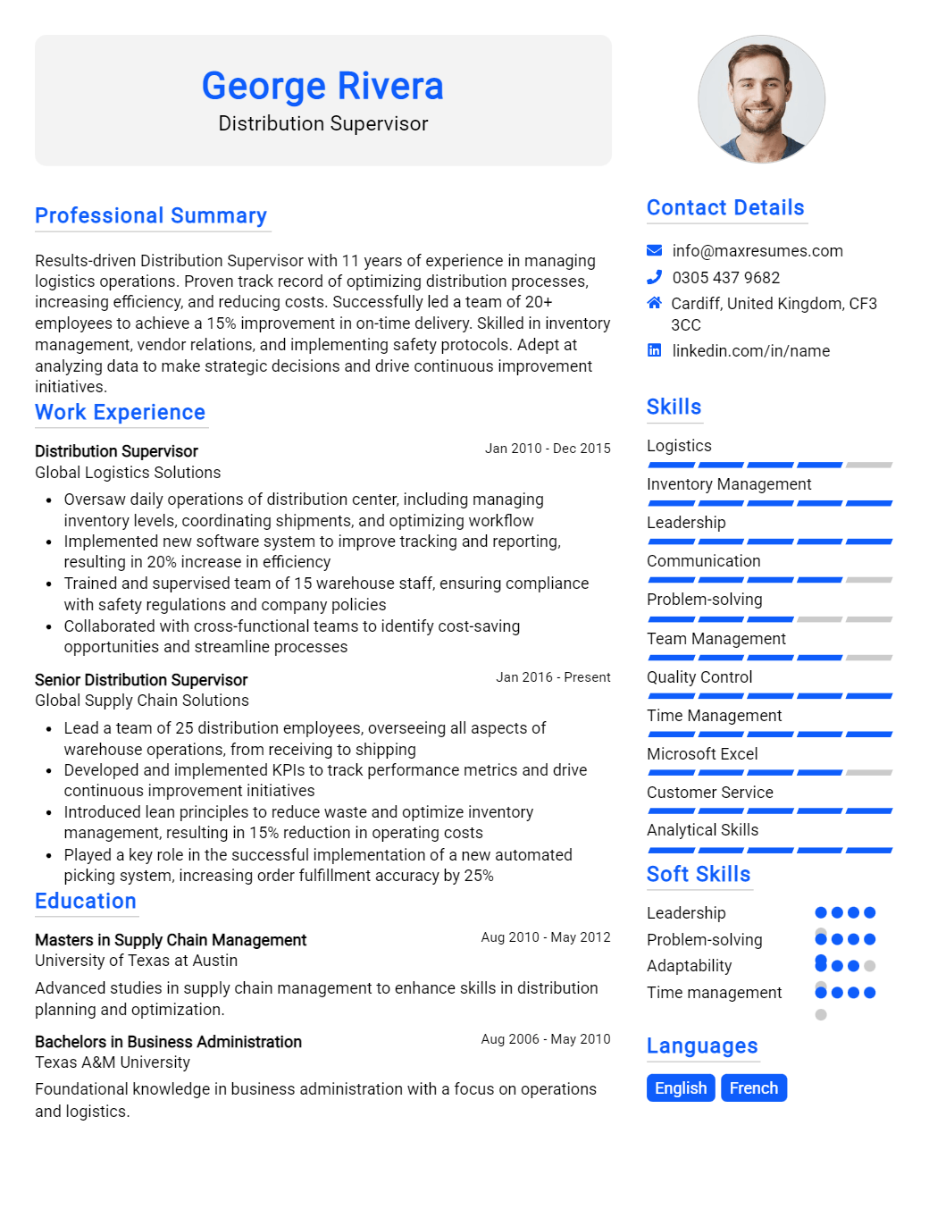 distribution-supervisor-resume-sample