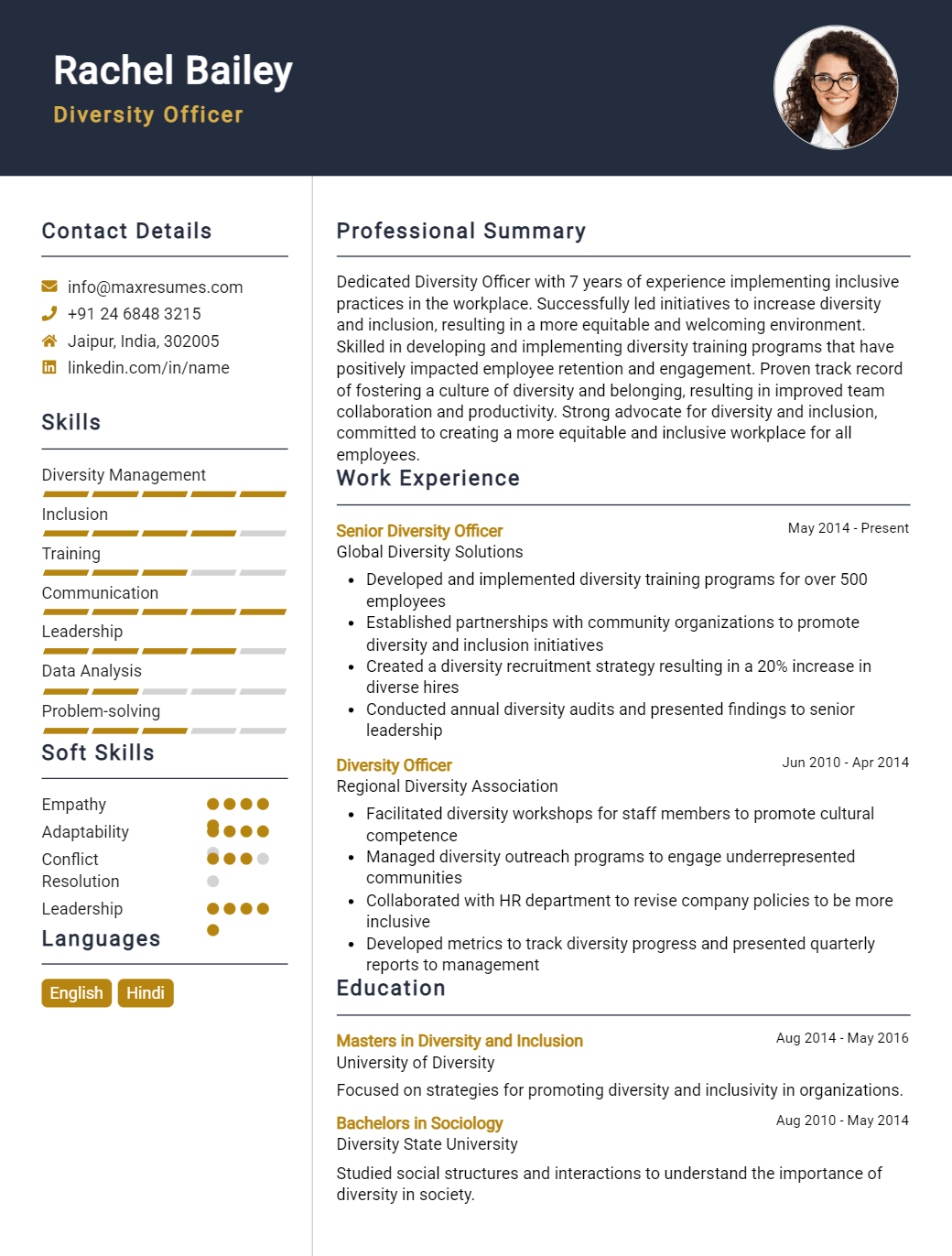 diversity-officer-resume-sample