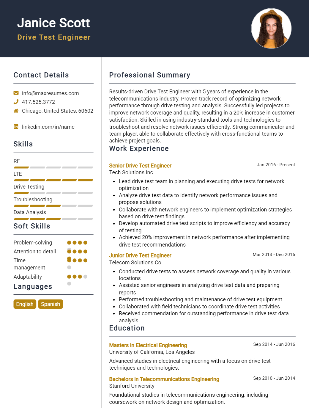 drive-test-engineer-resume-sample
