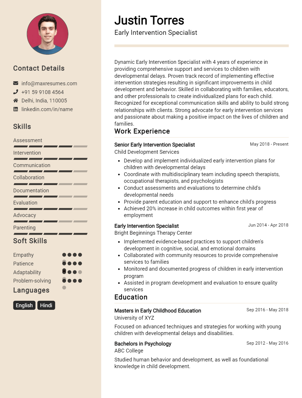 early-intervention-specialist-resume-sample