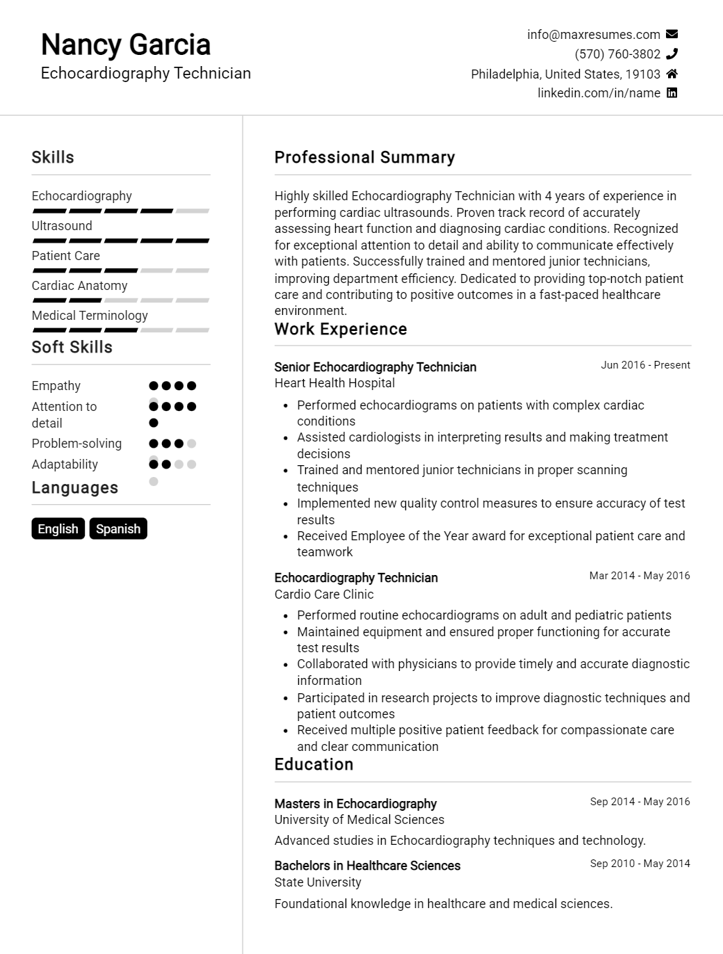 echocardiography-technician-resume-sample