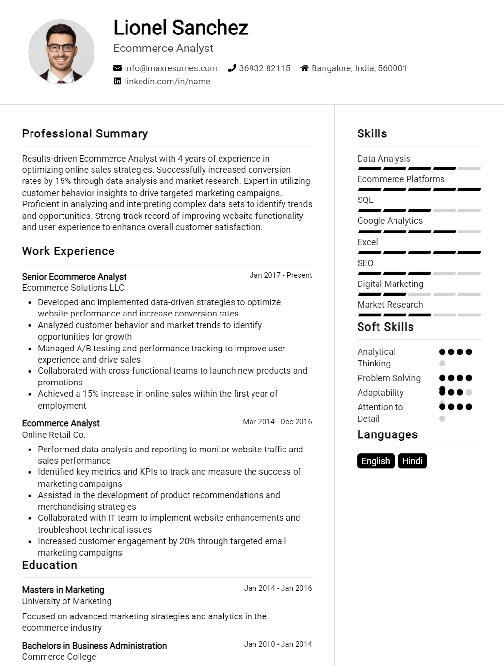 ecommerce-analyst-resume-sample