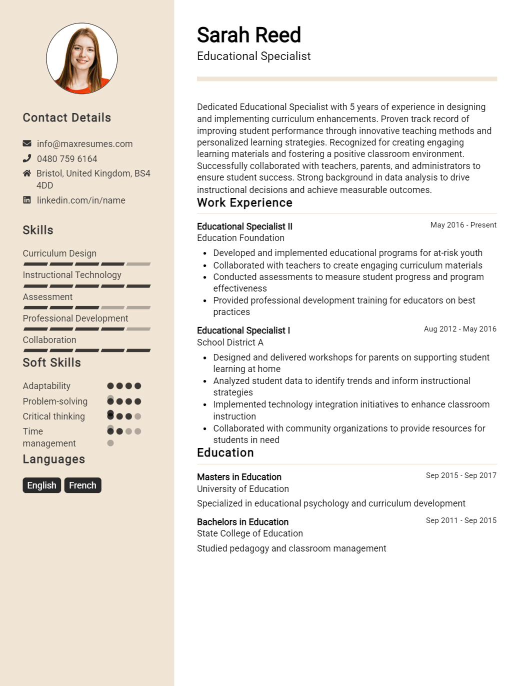 educational-specialist-resume-sample