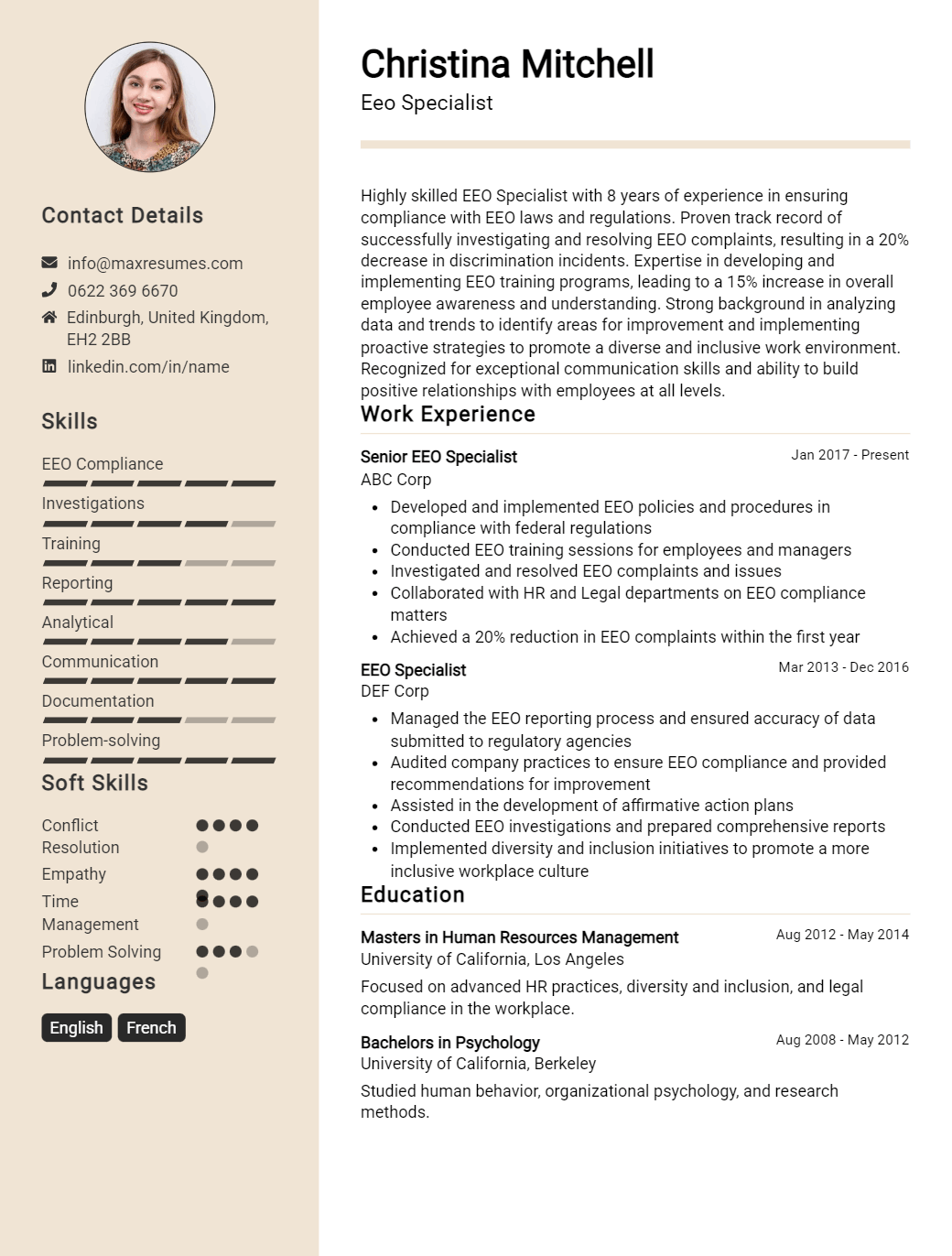 eeo-specialist-resume-sample