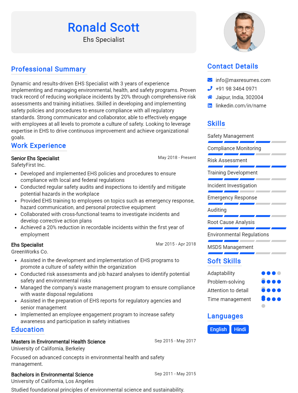 ehs-specialist-resume-sample