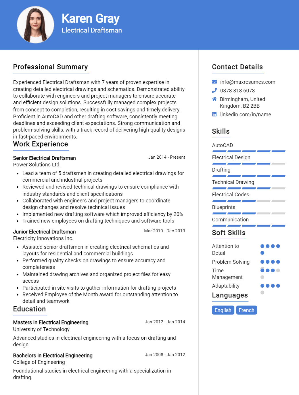 electrical-draftsman-resume-sample