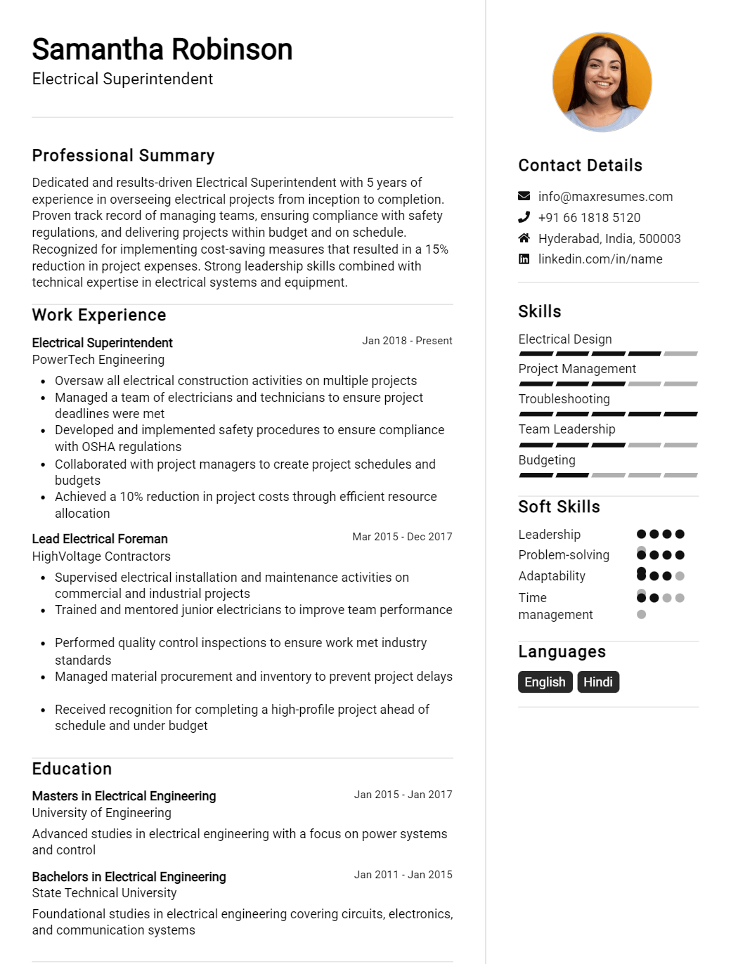 electrical-superintendent-resume-sample