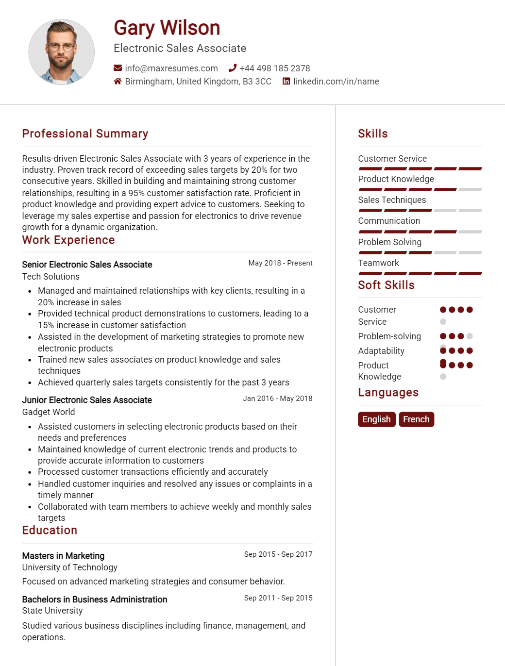 electronic-sales-associate-resume-sample