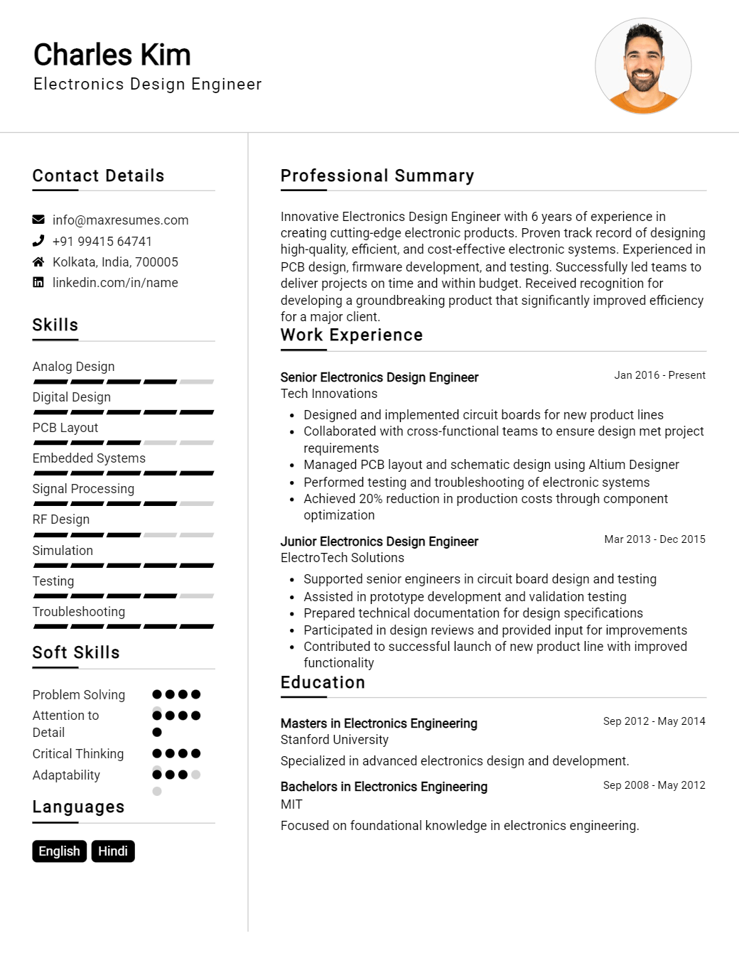 electronics-design-engineer-resume-sample