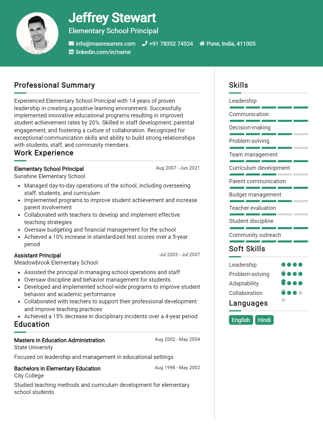 elementary-school-principal-resume-sample
