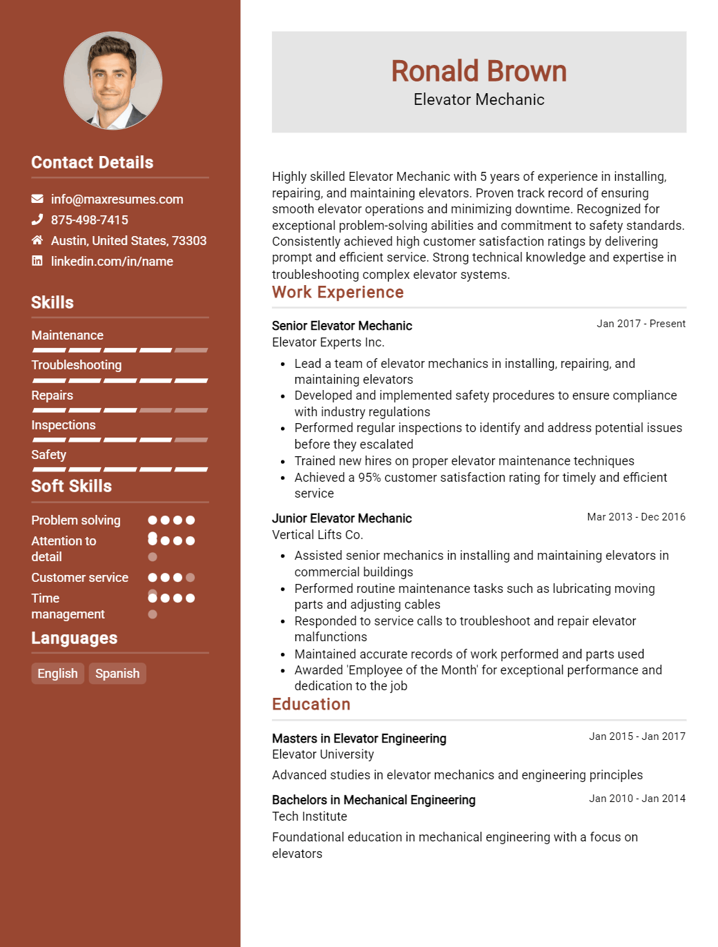 elevator-mechanic-resume-sample