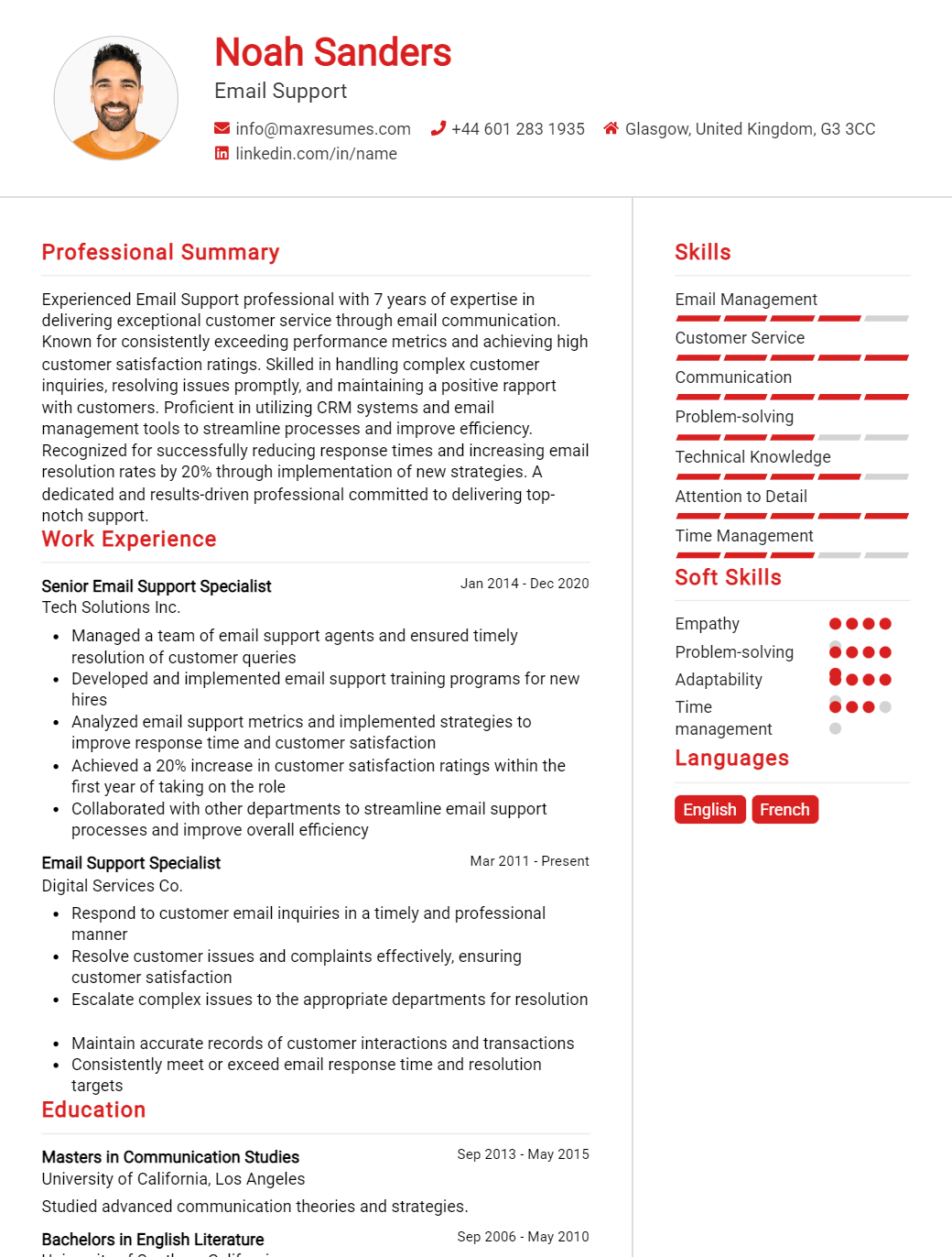 email-support-resume-sample