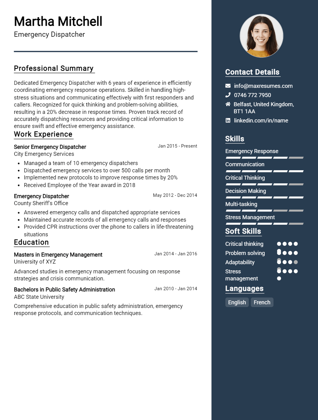 emergency-dispatcher-resume-sample