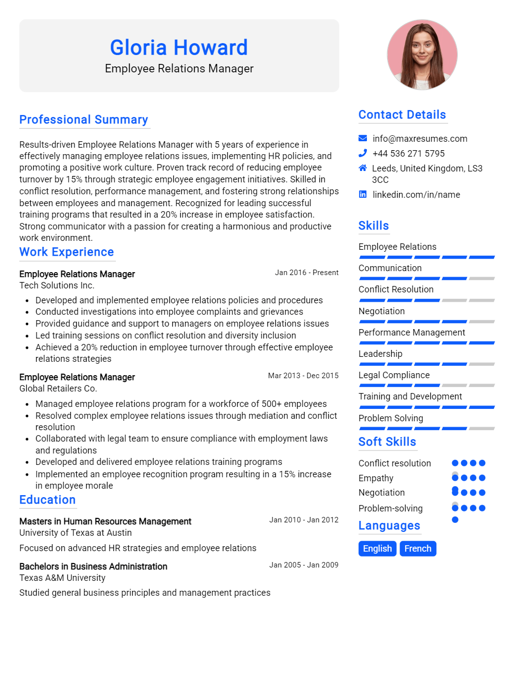 employee-relations-manager-resume-sample