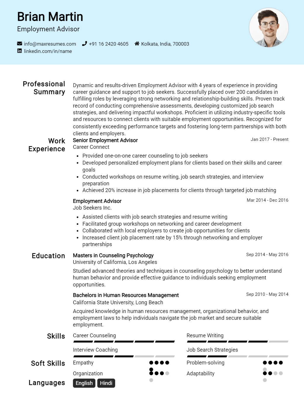 employment-advisor-resume-sample