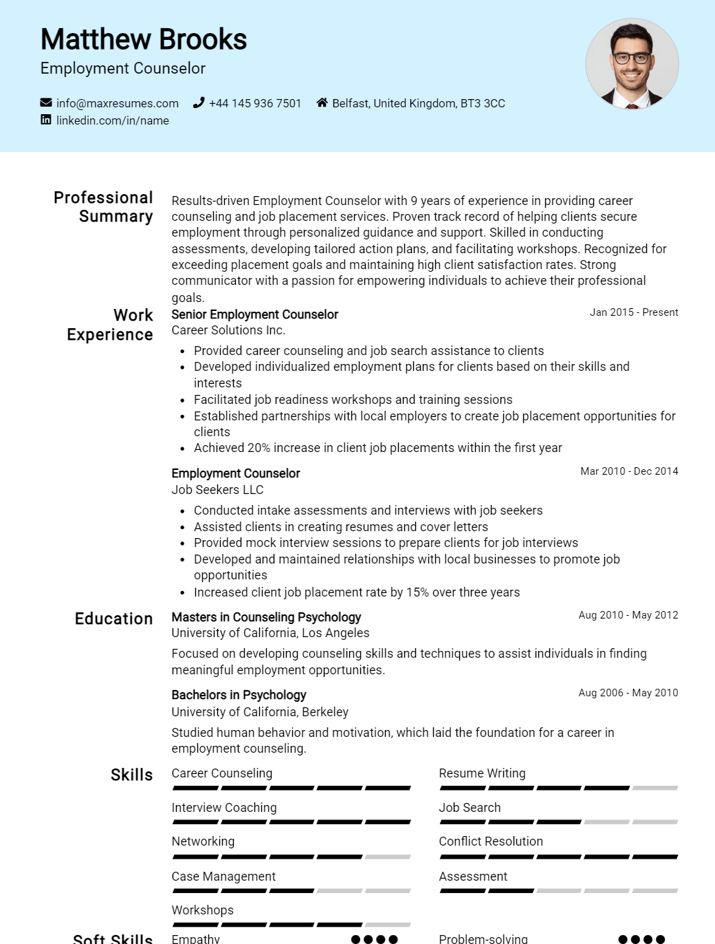 employment-counselor-resume-sample