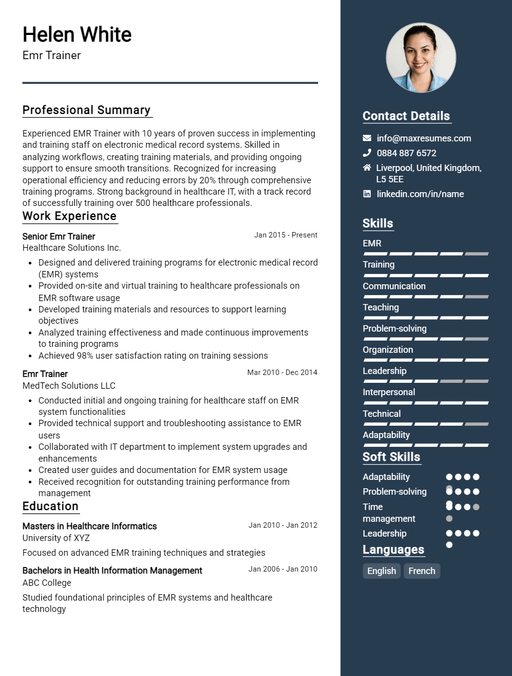 emr-trainer-resume-sample