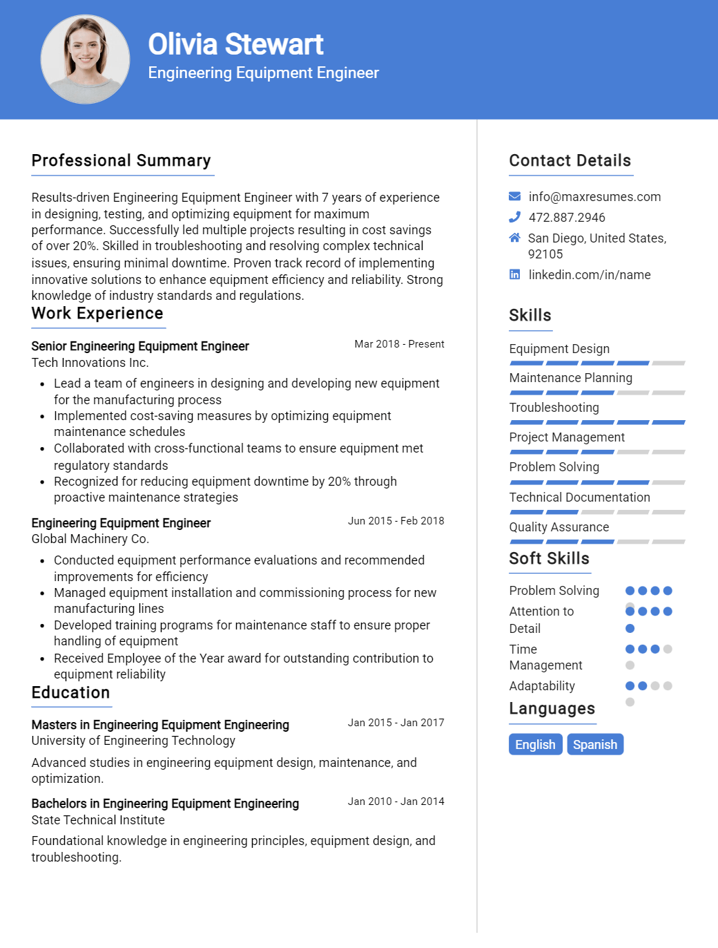 equipment-engineer-resume-sample